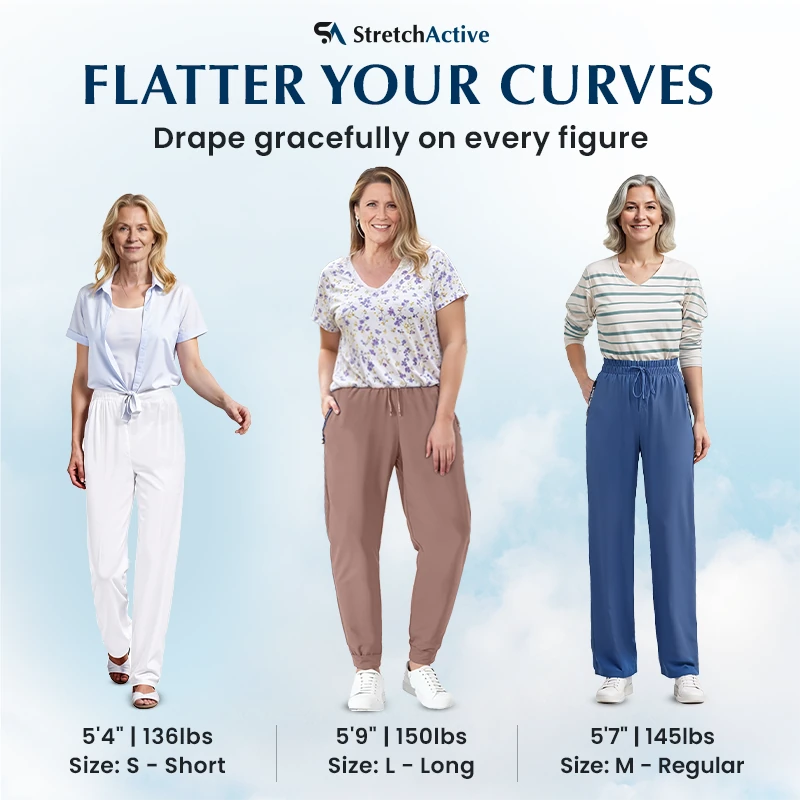 Easewearus - Women's Ultra Soft Stretch Perfect Drape Casual Pants